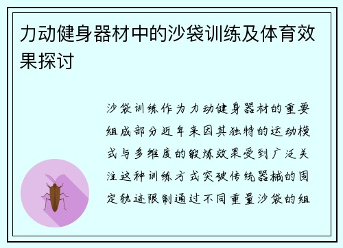 力动健身器材中的沙袋训练及体育效果探讨